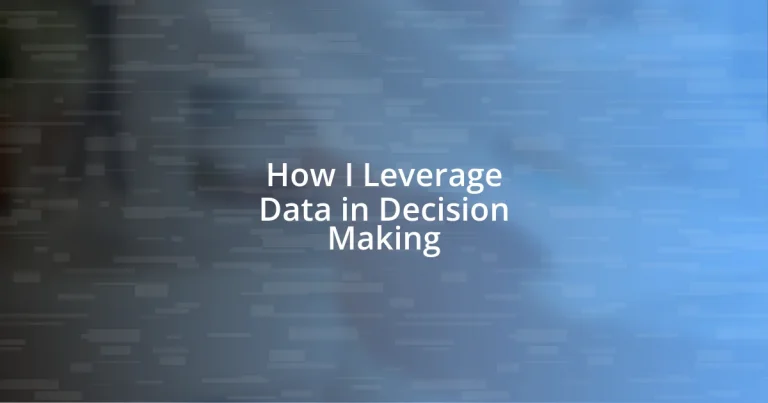 How I Leverage Data in Decision Making