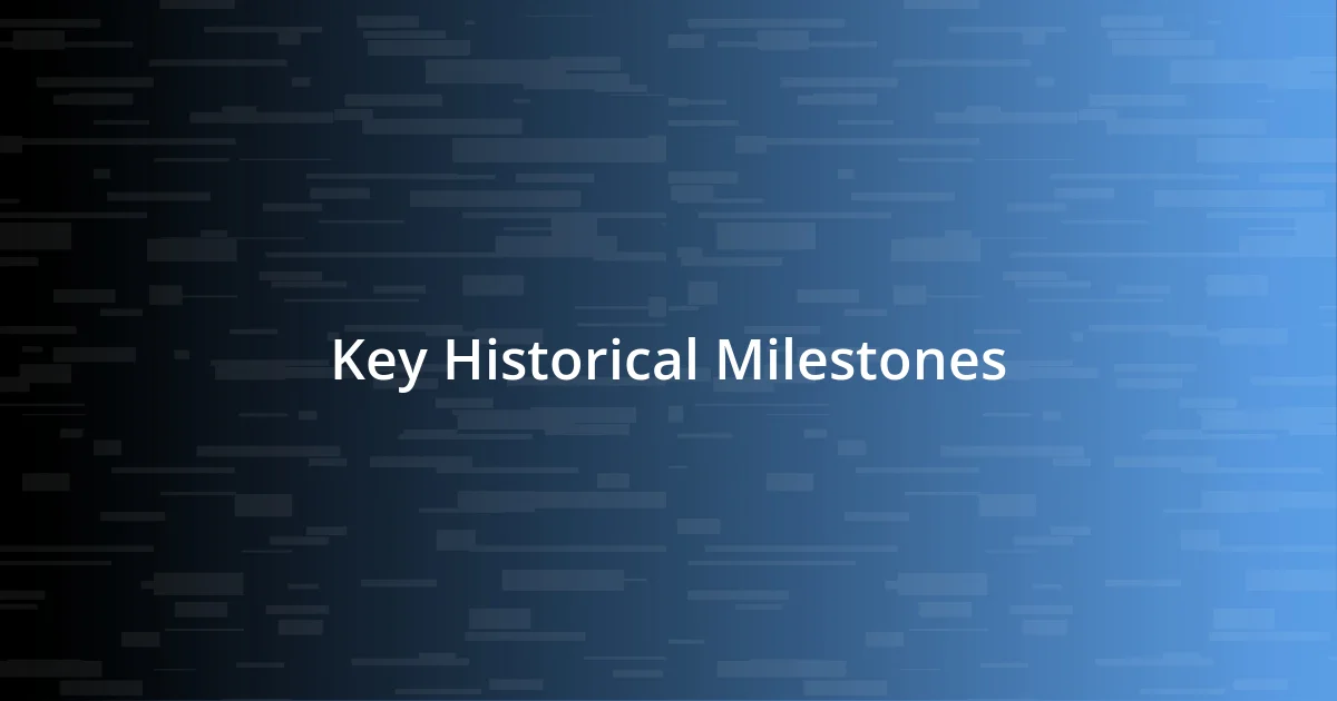 Key Historical Milestones