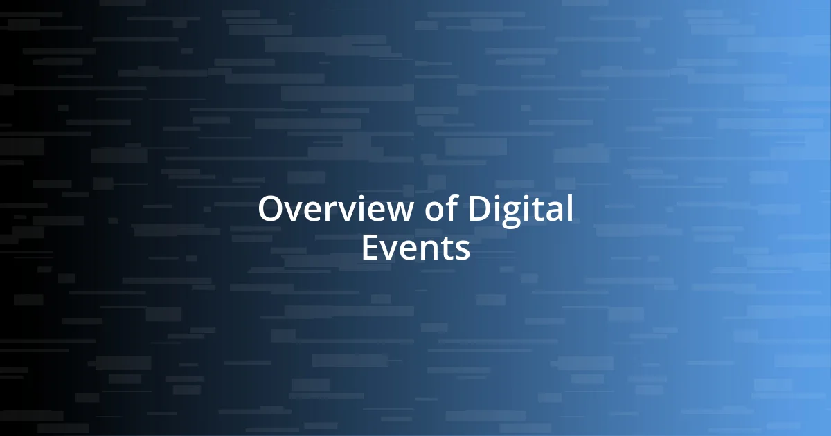 Overview of Digital Events